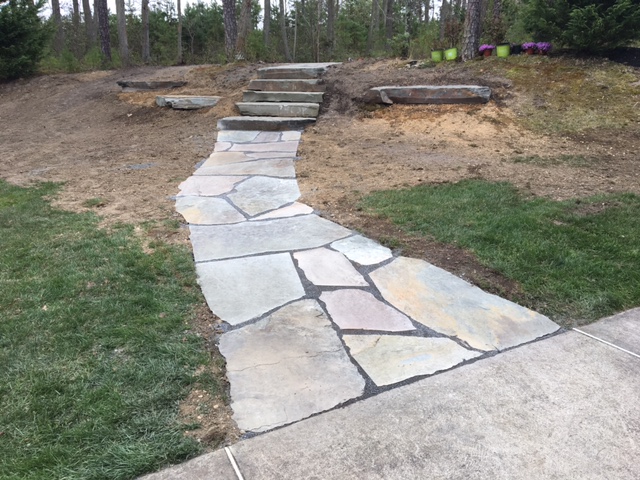 Backyard Custom Stone Walkway Landscape Design
