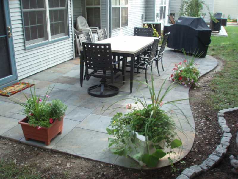 Backyard Grill and Seating Area with Bluestone Floor