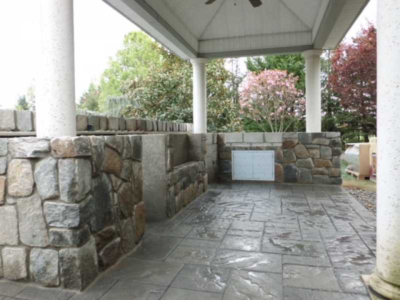 Backyard Pavilion with Custom Stone Design