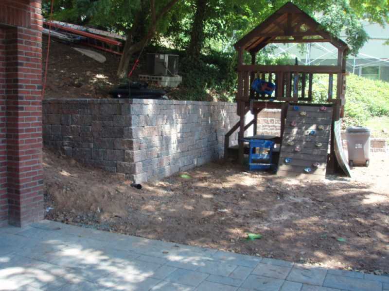 Backyard Playground with Retaining Wall