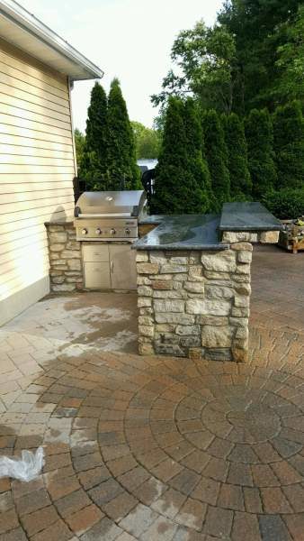 Custom Brick Patio and Outdoor Kitchen