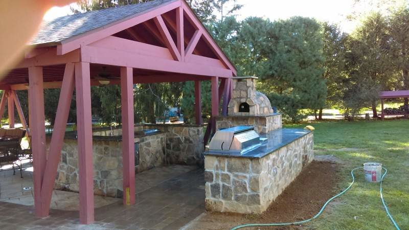 Custom Covered Outdoor Kitchen with Pizza Oven