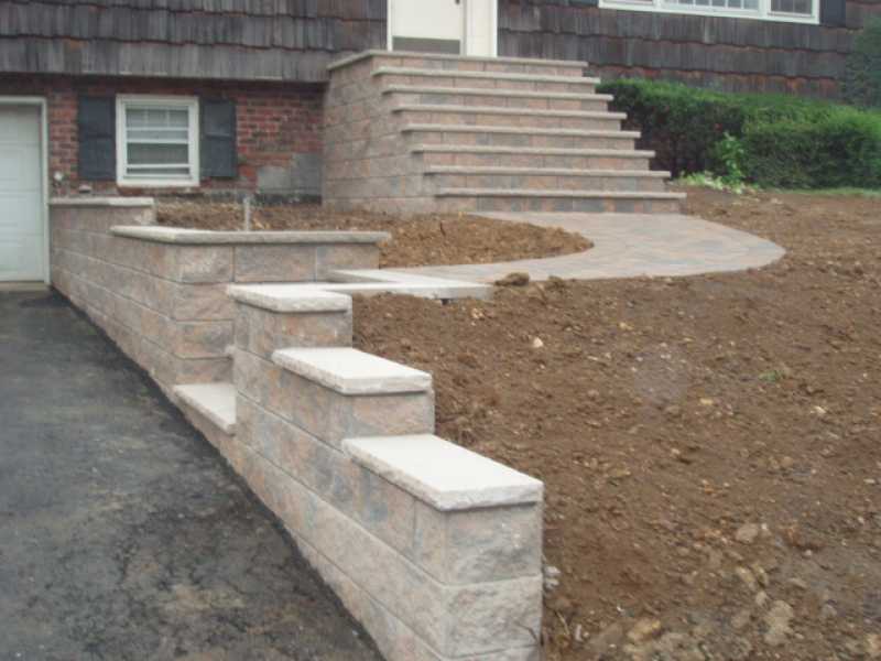 Custom Front Stairway with Retaining Walls
