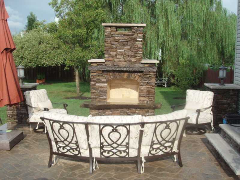 Custom Outdoor Stone Fireplace in New Jersey