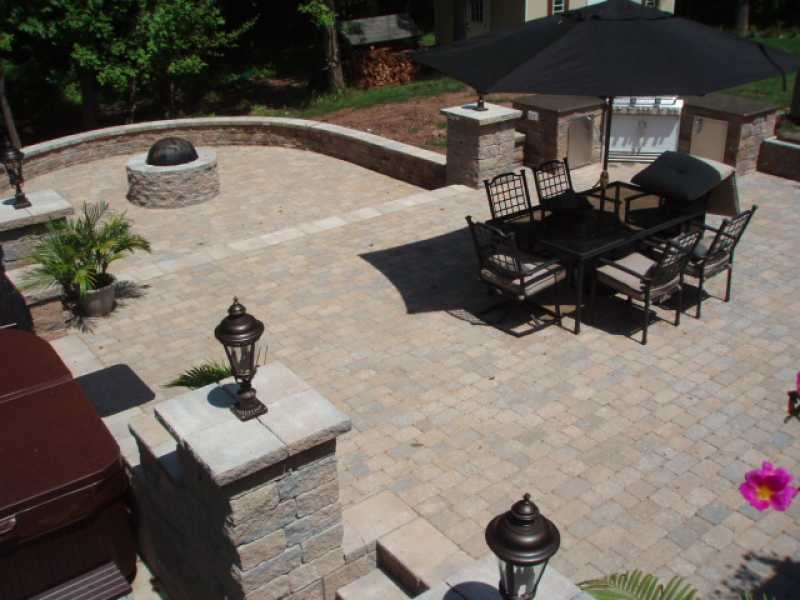 Custom Raised Patio with Seating area and Fire Pit