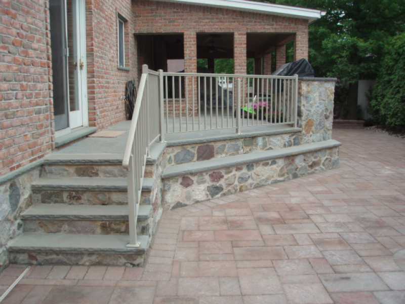 Custom Stairway to Raised Patio in New Jersey