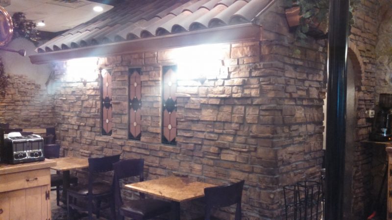 Custom Stone Wall Design with Dining Area
