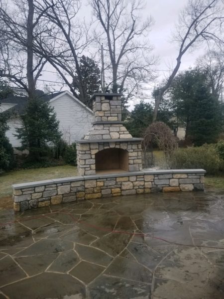 Outdoor fireplace made of stone