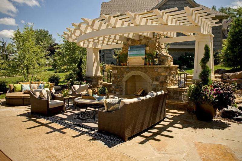 pergola with fireplace