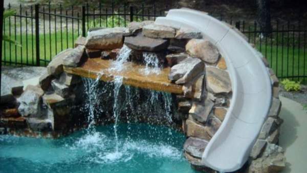 Pool Waterfall with Slide Custom Design New Jersey