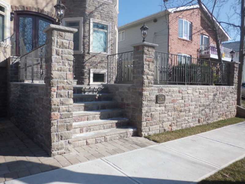 Stone Step Entrance with Railing in NJ