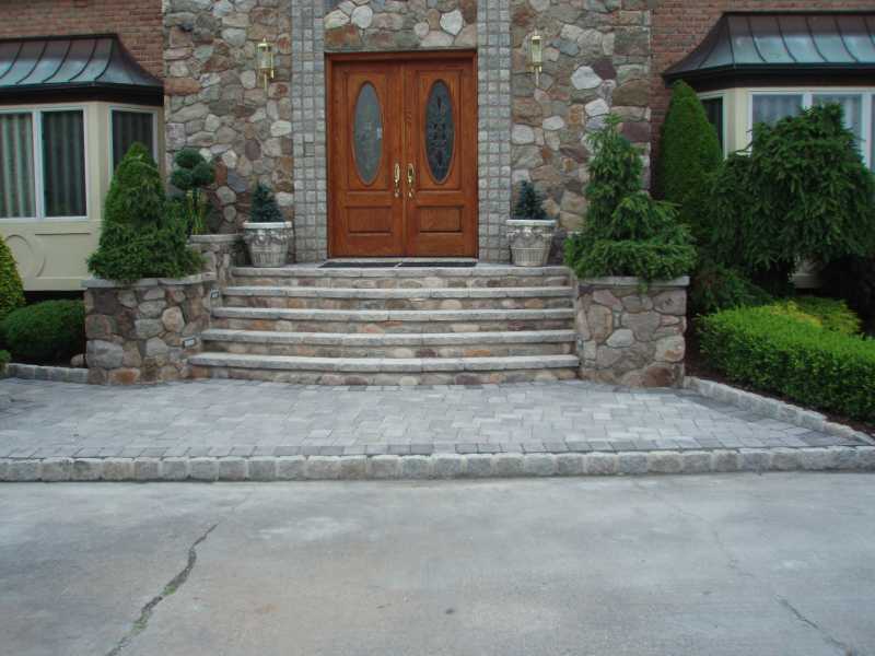 Stonework Front Door and Stairway NJ